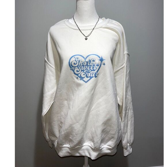Sabrina Carpenter Short N Sweet Tour Crewneck Sweatshirt White L - Picture 1 of 4